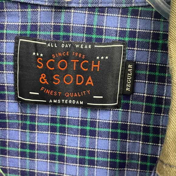 Scotch & Soda Mens Plaid Mixed Fabric Button Down Cotton Shirt Small Patchwork - Picture 3 of 8